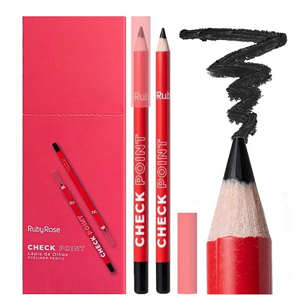 Ruby Rose - Lápis de Olho Preto Check Point - 24 Unid