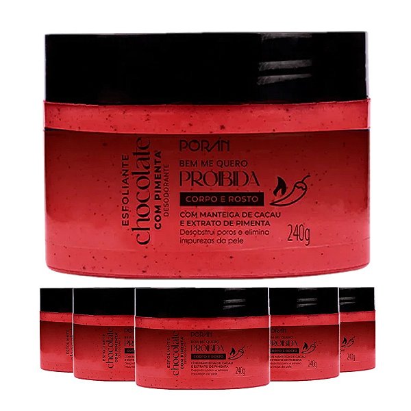 Poran - Esfoliante Corpo e Rosto Chocolate com Pimenta - 06 Unid