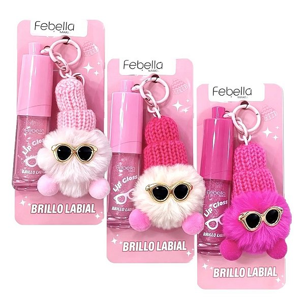 Febella - Gloss  Fofo com Chaveiro BM40145 - 03 Unid
