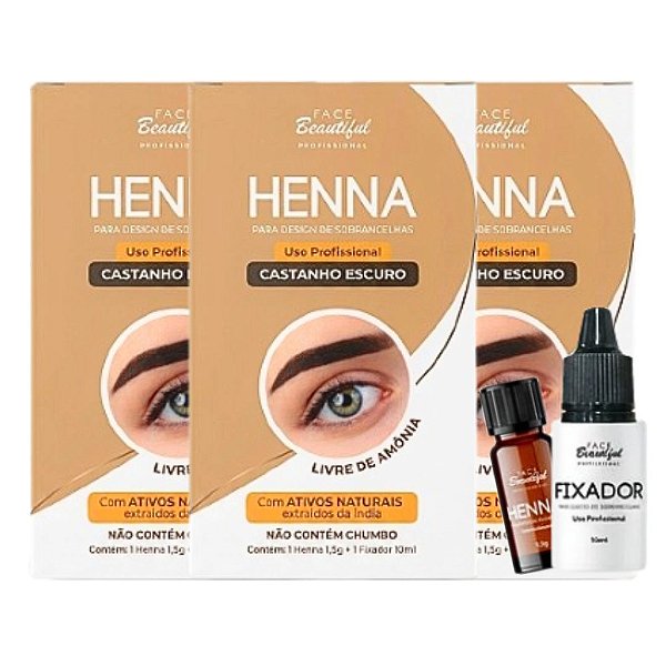 Face Beautiful - Henna de Sobrancelha CASTANHO ESCURO FB519U - 06 Und