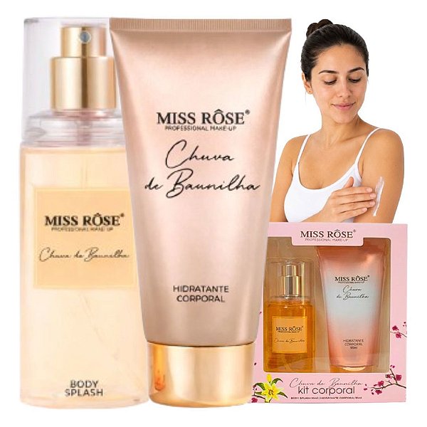 Miss Rose - Kit Body Splash e Hidratante Chuva de Baunilha