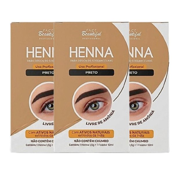 Face Beautiful - Henna de Sobrancelha PRETO FB520U - 12 Und
