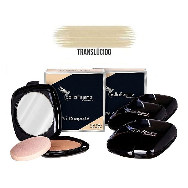 Bella Femme - Po Luxo Espelho e Esponja Translucido - 12 Und