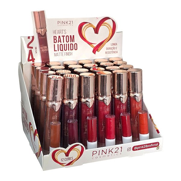 Pink 21 - Batom Liquido Matte 24H Coração CS5106 B - 24 Und