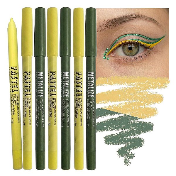 Luisance - Kit Lapis Olho Copa Brasil Verde Amarelo 06 Pares (Olhe a Validade)