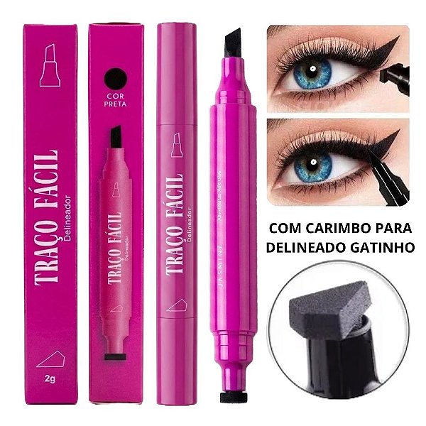 Jasmyne - Delineador Traço Facil Carimbo Gatinho JS21003 ( Validade: 07/2028 )