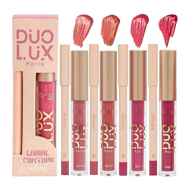 Febella - kit Batom Liquido + Lapis Contorno Labial - 12 Kit
