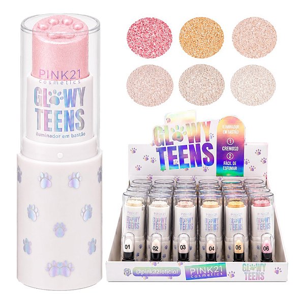 Pink 21 - Iluminador Glowy Teens Patinha CS5726 - 24 Und