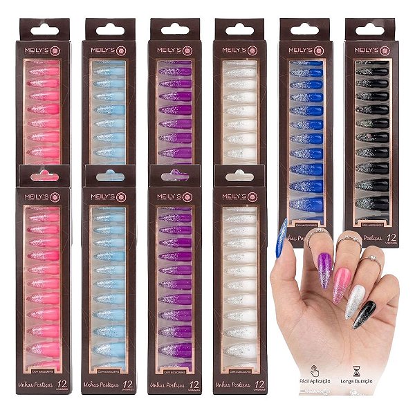 Meilys - Unhas Postiças Glitter Stiletto MU9005 - 12 Un Sort