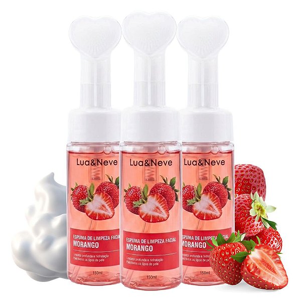 Lua e Neve - Espuma de Limpeza Coração Morango LN5501011 - 06 Und