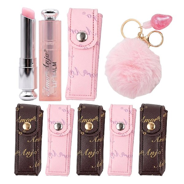 Amor e Anjo - Lip Balm com Lip Gloss Bolsinha e Chaveiro Pompom AMMF046 - 04 Und