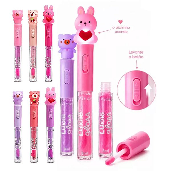 Vivai - Gloss Lume Fofo com Luz 3396 - 06 Und