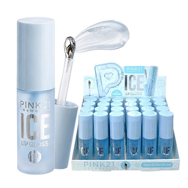 Pink 21 - Lip Gloss Ice Efeito Refrescante CS6828 - 24 Unid