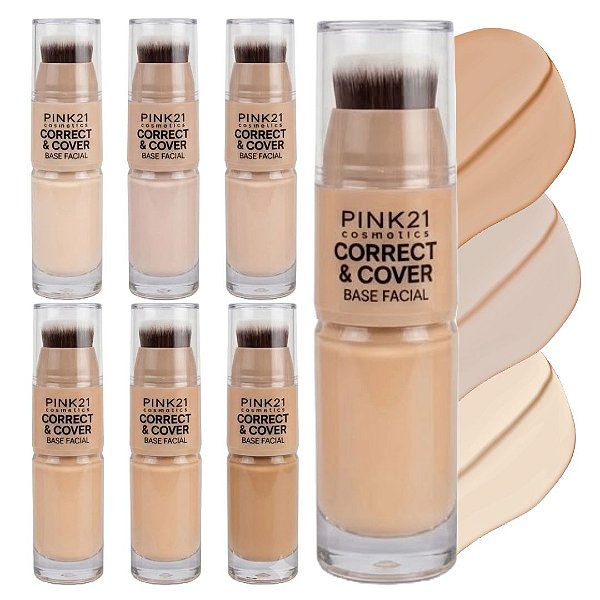 Pink 21 - Base Facial Multiuso 2 em 1 com Aplicador CS5802 - 06 Und