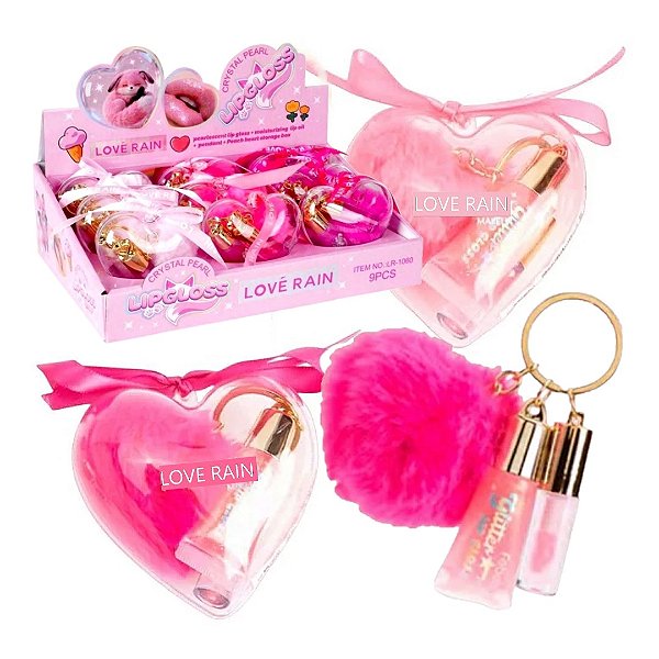 Love Rain - Kit Coração 02 Lip Gloss e Pompom LR1060 - 09 Und