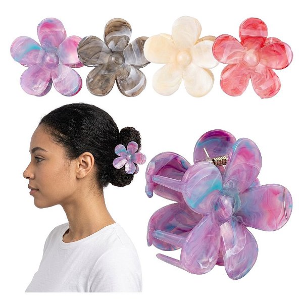 Importado - Prendedor de Cabelo Piranha Margarida Sortido MM5676 - 12 Und