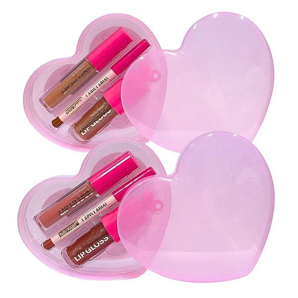 Belle Angel - Kit Coração Fofo 3 em 1Batom e Lip Gloss RB067 (Validade: 04/2029)