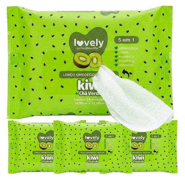Face Beautiful - Lenço Lovely Kiwi + Chá Verde FB597 - 06 Un