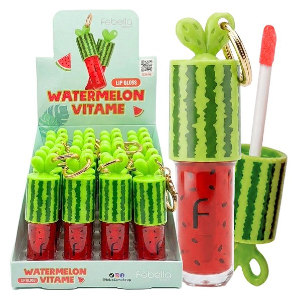 Febella - Lip Gloss Watermelon Vitame Chaveiro LG40166 - 24 Und (Validade: 03/2031)