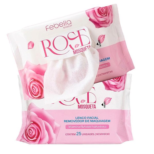 Febella - Lenço Demaquilante Rosa Mosqueta Make Out LRM50704 (Validade: 01/2029)