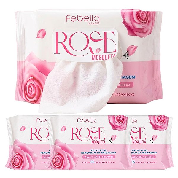 Febella - Lenço Demaquilante Rosa Mosqueta Make Out LRM50704 - 06 Pct (Validade: 01/2029)