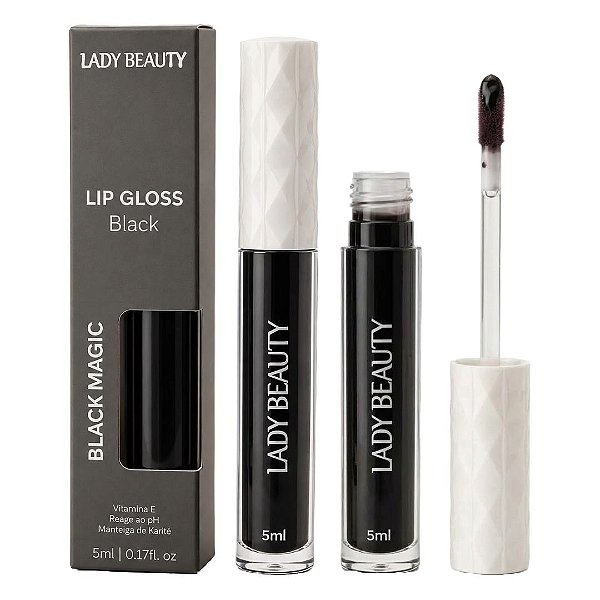 Lady Beauty - Lip Gloss Magico Preto PRO52 (Validade: 06/2029)
