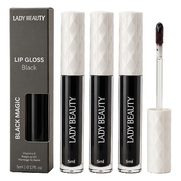 Lady Beauty - Lip Gloss Magico Preto PRO52 - 06 Und  (Validade: 06/2029)