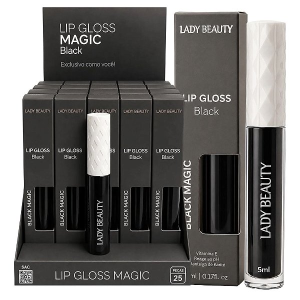 Lady Beauty - Lip Gloss Magico Preto PRO52 - 25 Und  (Validade: 06/2029)