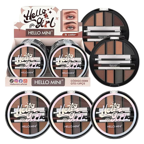 Hello Mini - Sombra para Sobrancelha Hello Girl X069 - 12 Und (Validade:12/2030)