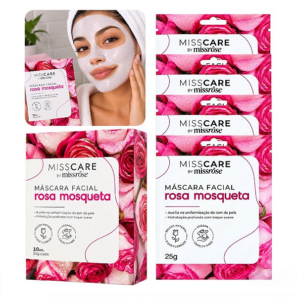 Miss Rose - Mascara Facial Rosa Mosqueta - 10 Und
