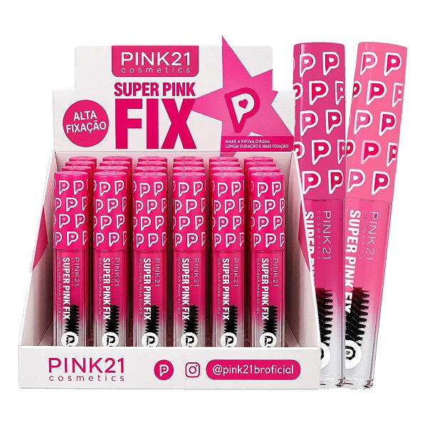 Pink 21 - Mascara para Sobrancelha Incolor Super Pink Fix CS7097 - 24 Und ( Validade:03/2029)