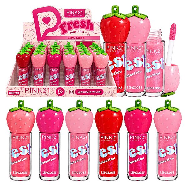 Pink 21 - Lip Gloss Morango Fresh Collection CS6740 - 24 Und