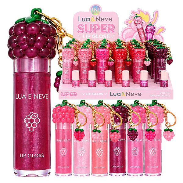Lua e Neve - Lip Gloss Frutas com Chaveiro LN09197 - 24 Und (Validade:03/2029)