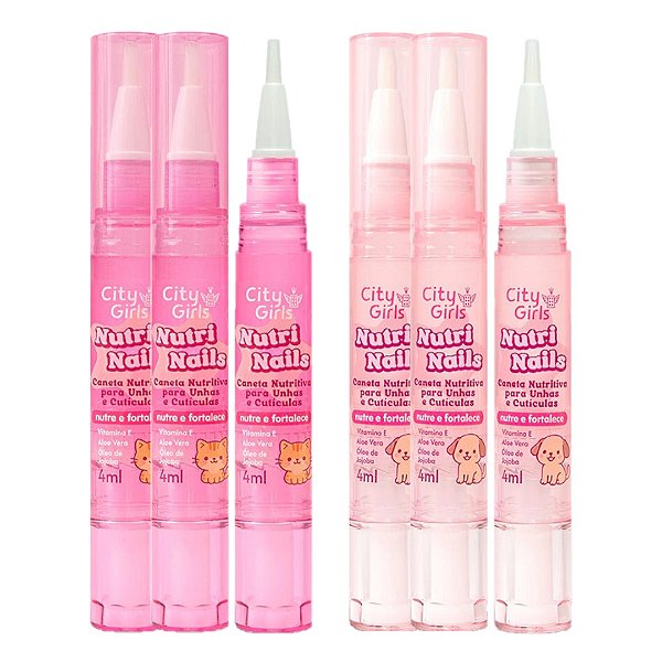 City Girls - Caneta Nutritiva para unhas e Cuticulas Cheiro de Morango CG527 - 04 Und