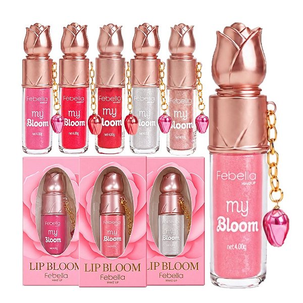 Febella - Lip Gloss Flor com Pingente MyBloom Shine LG40154 - 06 Und