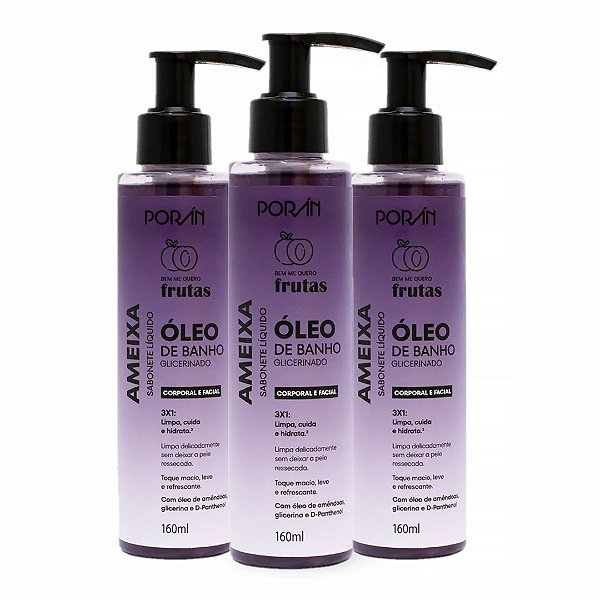 Poran - Sabonete Liquido Oleo de Banho Glicerinado Ameixa PR0620 - 06 Und