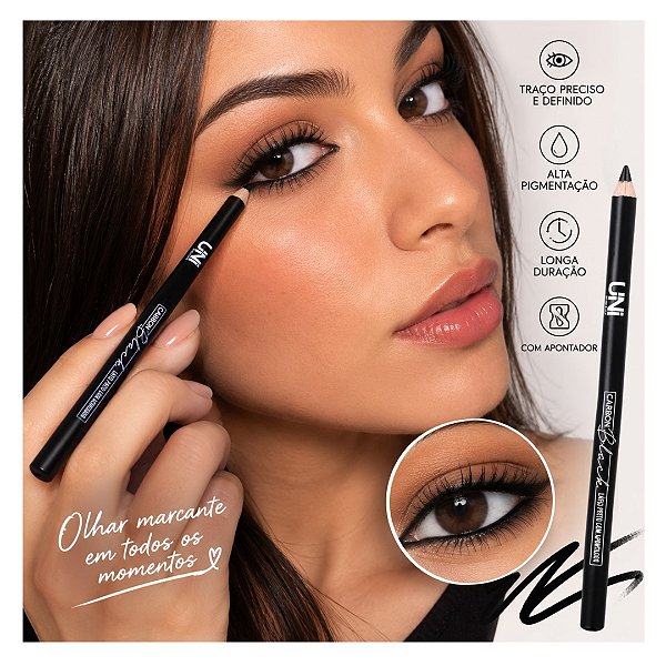 Uni Makeup - Lápis Preto Intenso Carbon Black com Apontador LA75