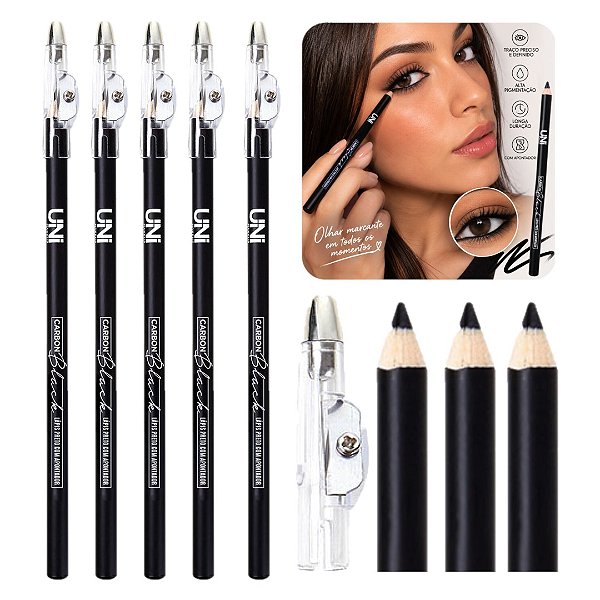 Uni Makeup - Lápis Preto com Apontador LA75 - 06 Und