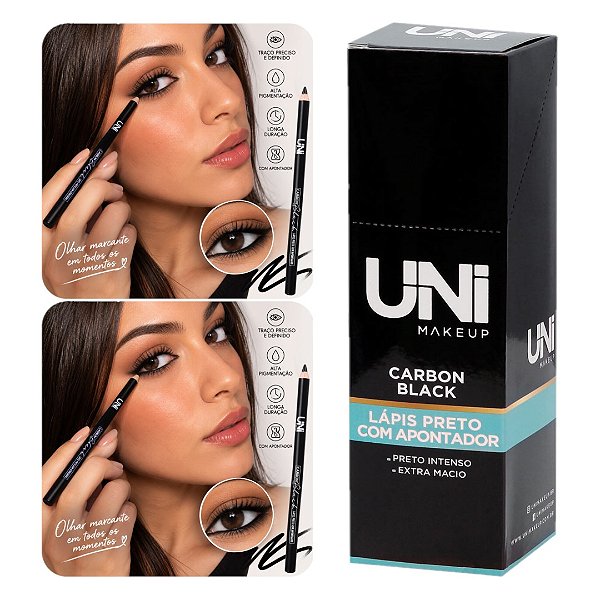 Uni Makeup - Lápis Carbon Preto Intenso  com Apontador LA75 - 24Und