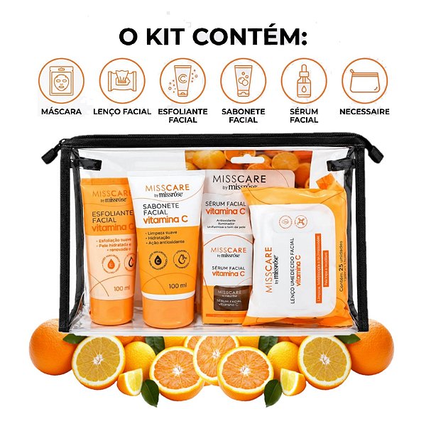 Miss Care - Kit Facial Vitamina C ( 5 em 1 ) + Necessarie