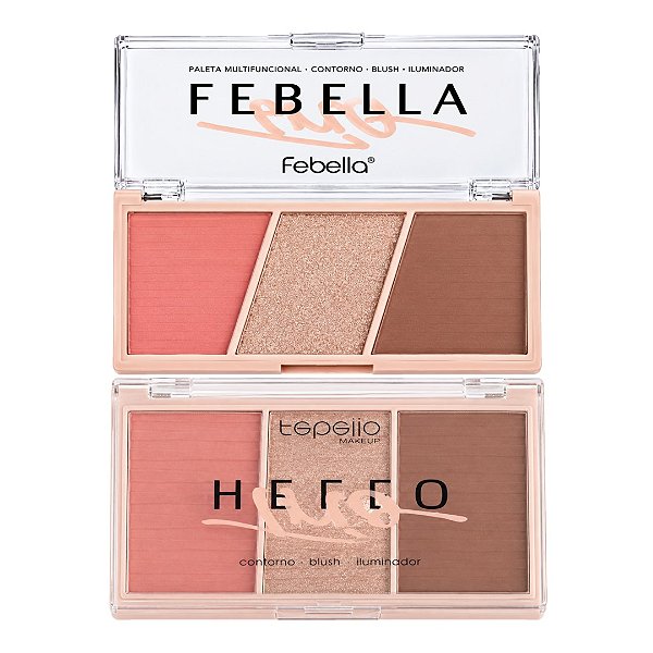 Febella - Trio Hello Blush  Iluminador e Contorno TF51102