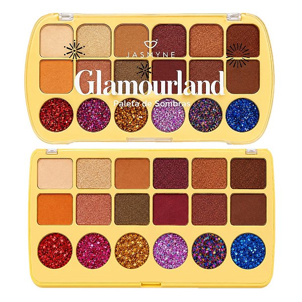 Jasmyne - Paleta de Sombras Matte Glitter e 3D Glamourland  JS1257