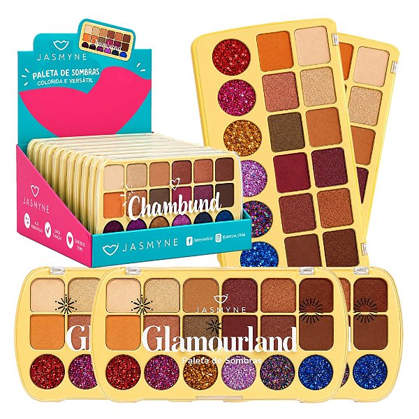 Jasmyne - Paleta de Sombras Matte Glitter e 3D Glamourland  JS1257- 12 und