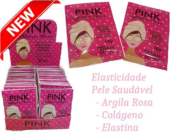 Máscara Facial Argila Rosa Elasticidade e Saudavel Beleza Juvenil ( 5 Unidades ) - Sache