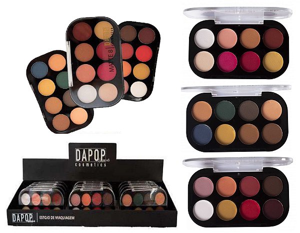 Dapop - Paleta de Sombras 8 Cores HB96624 - Kit com 12 Unidades