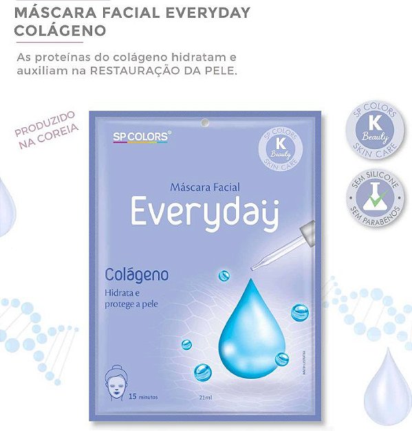 SpColors - Máscara Facial Koreana  Colágeno Proteção e Hidratação EV003