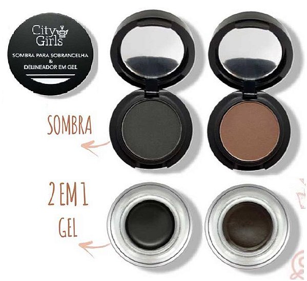 Sombra de sobrancelhas e delineador gel  CG066 - Kit com 2 Unidades ( preto e marrom )