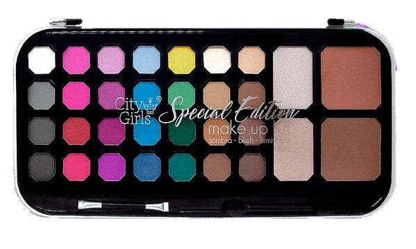 City Girls - Kit de Maquiagem Especial Edition Sombras, Blush e Iluminador CG129 Colorida