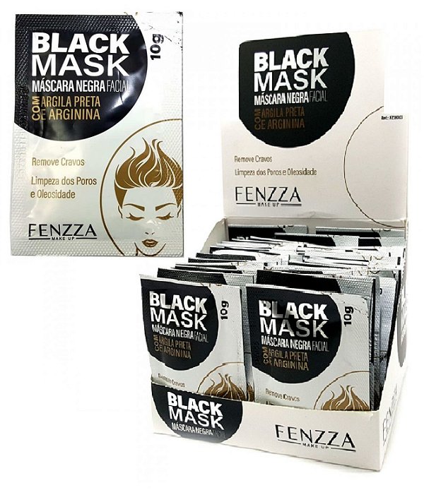 Fenzza - Máscara Facial Preta Removedora de Cravos Black Mask Sachê 10g  FZ38003 - Display com 50 unidades
