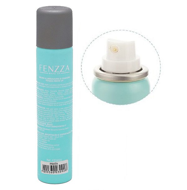 Fenzza - Bruma Iluminadora e Fixadora de Maquiagem FZ33003 - Prata ( Kit com 12 Unidades )